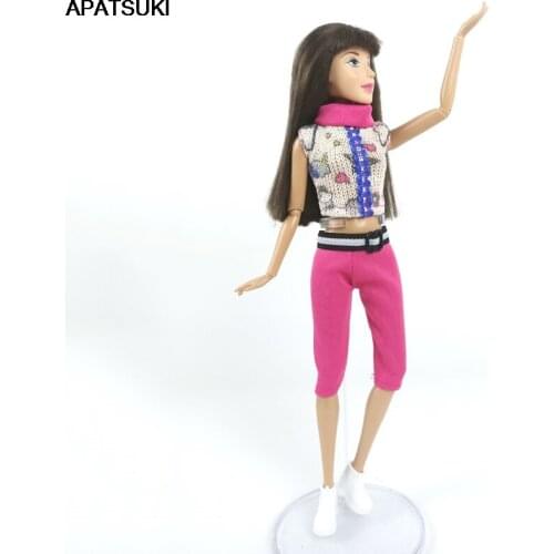 Pink Doll Clothes Set for Barbie Doll Accessories for 1/6 BJD Dolls Sweater Daily Wear Tops Shorts Pants Outfits Clothes Gifts