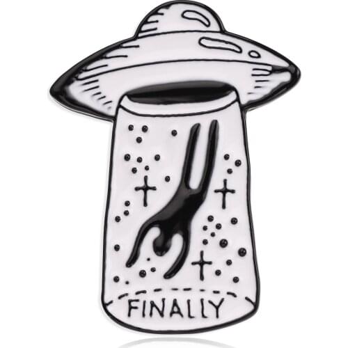 White color UFO Brooch creative finally star enamel pin jewelry