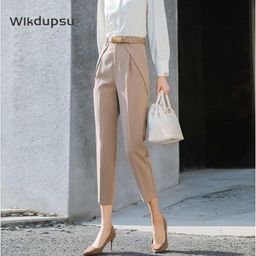 Spring Autumn Pants Office Lady Solid Casual Loose High Waist Harem Trousers New Korean Elegant Work Women Suit Pants Female