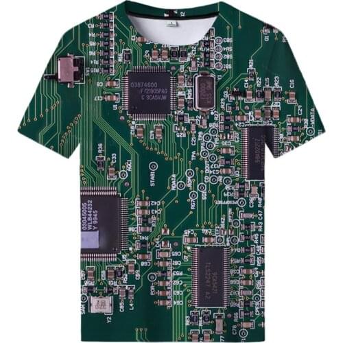 2021 Summer Casual Electronic Chip 3D Print T Shirt Circuit Board Men Women Short Sleeve Harajuku Streetwear Oversized T Shirt