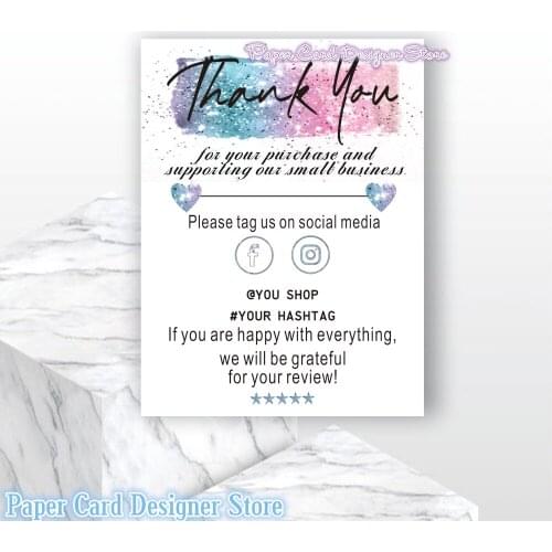 Customized Unicorn Watercolors Modern Business Insert card Thank You For Your Order Insert Card Social Media Packaging Cards