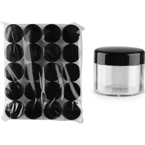 PrettyG 3G 5G 10G 15G 20G 20pcs/bag Black Plastic Round Jar Box Beauty Makeup Eye Shadow Sub-bottle PG-box