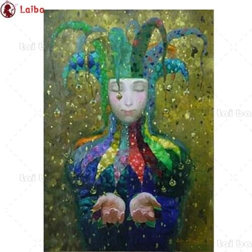 Round Diamond Painting Modern art, clown Full square Rhinestone of Picture Diamond mosaic Valentines Day gift