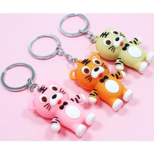 Cute Little Tiger Animal Keychain Key Ring Pendant Student Bag Car Gift Year Of The Tiger Key Chain PendantZodiac Doll Pendant