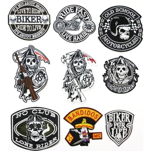 Motorcycle Sons of Bandidos patches badge for Ride Fast Bikfer for life Old school Badges Sticker of Ride to Live Skull Patches
