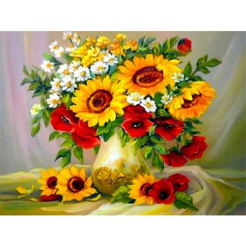 Sunflower Flower DIY 11CT Embroidery Cross Stitch Kits Craft Needlework Set Cotton Thread Printed Canvas Home Dropshipping