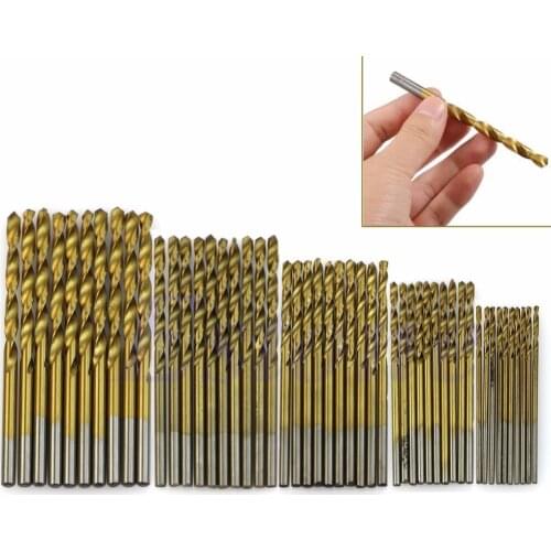 50Pcs Titanium Coated HSS High Speed Steel Drill Bit Set Tool 1/1.5/2/2.5/3mm