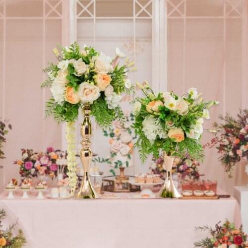 New gold plated metal flower stands rack vase with flower for table centerpiece event road lead Wedding Mall Opened Props