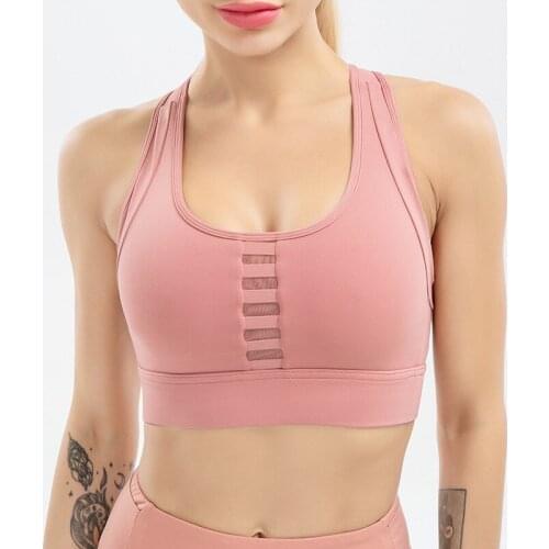 New high-strength mesh sports fitness bra hollowed out full-wrapped yoga dance vest