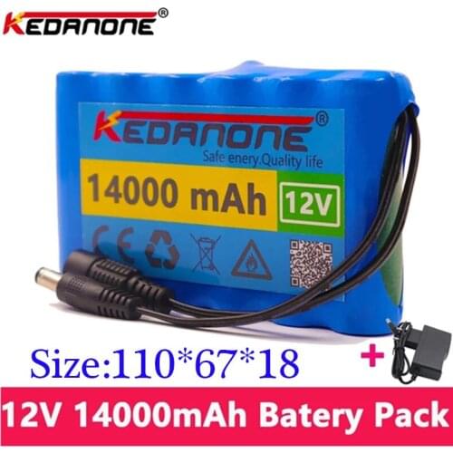 Original 18650 3S2P 12V 14000Mah Li-Ion Battery Rechargeable DC 12.6V 14Ah CCTV Camera Monitor Spare Batteryes Pack+ Charger