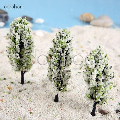 Dophee 20pcs 80mm Plastic Miniature Model Tree For Building Trains Railroad Wargame Layout Scenery Landscape Diorama Accessories