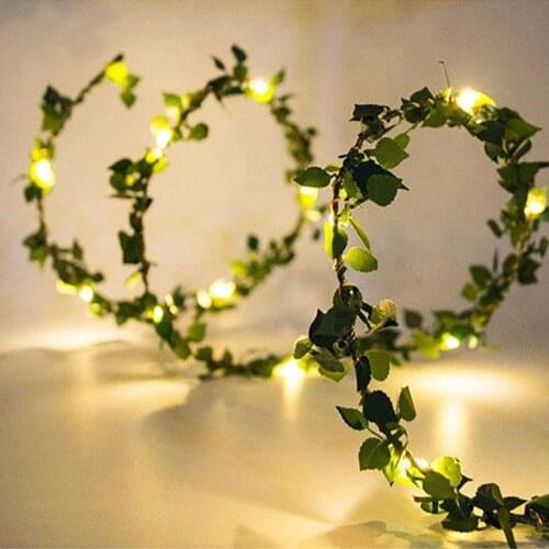 2m LED Hanging Light Ivy Leaf Garland String Light Copper Wire Wedding Decoration Garland Light Christmas Home Party Decoration