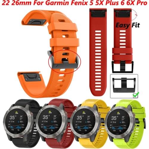 22 26mm Watchbands Wrist Straps For Garmin Fenix 6 6S 6X 5X 5 5S 3 3HR Forerunner 935 945 Quick Release Silicone Bracelet Correa