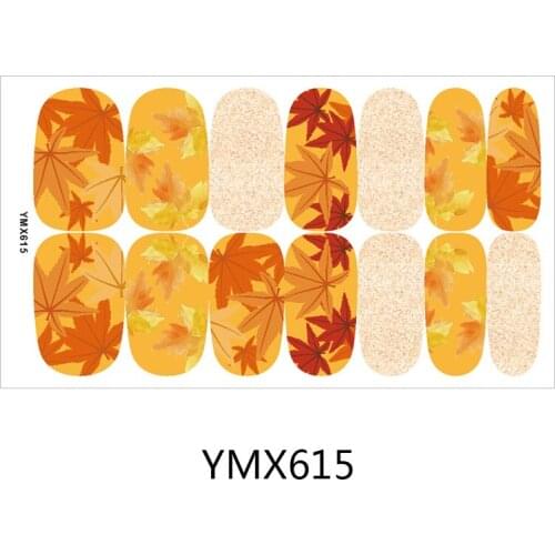 14tips Autumn Design Maple Leaf Style 3D Nail Art Stickers Full Cover Flowers Self Adhesive Stickers Manicuring Decals