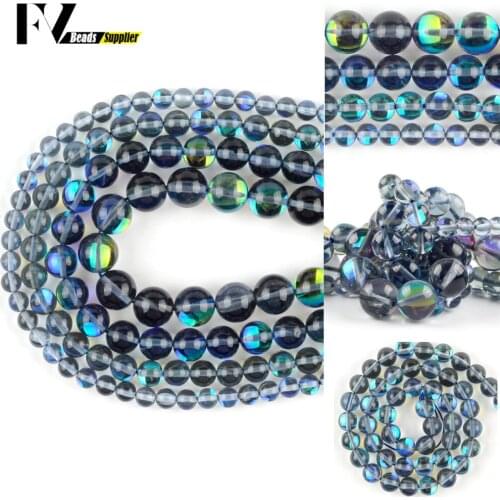 Gray Natural Austrian Crystal Beads For Jewelry Making Diy Bracelet Round Glitter MoonStone Loose Beads Accessories 6 8 10 12mm