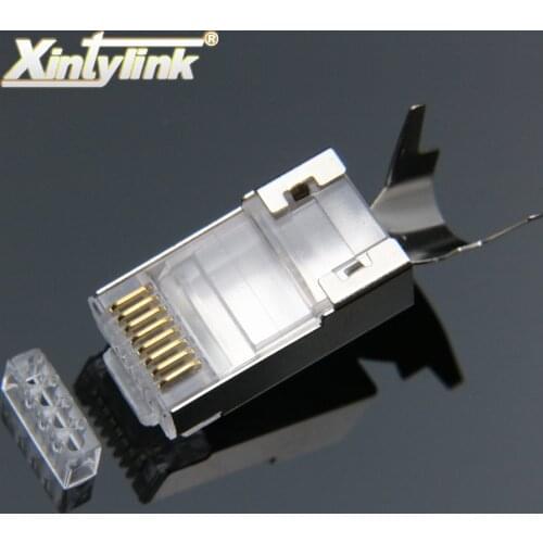Xintylink cat7 rj45 connector rj 45 ethernet cable plug cat6a 8P8C stp shielded cat 7 network conector jack modular 10/50/100pcs