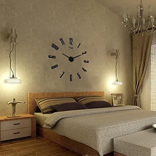 Stylish DIY Large Wall Clock Room Home Decoration 3D Mirror Art Design #Gift