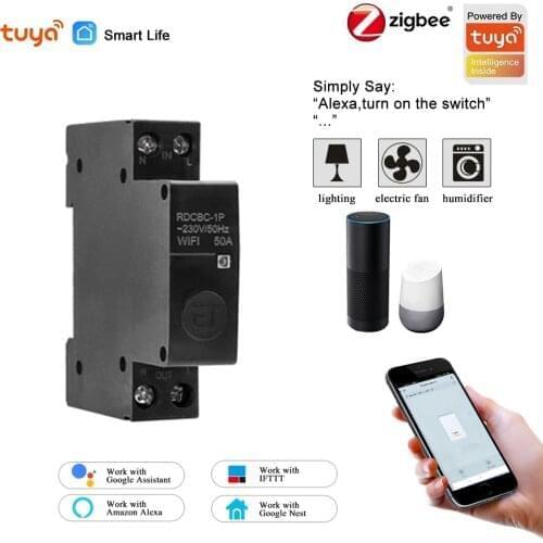 Smart Life(tuya) zigbee 1P WiFi Smart Circuit breaker remote control timer delay switch with Alexa google home for Smart Home
