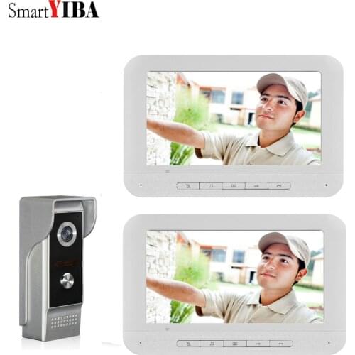 SmartYIBA Night Vision With HD 700TVL Camera Doorbell Home Apartment Entry Kits LCD White Monitor Video Door Phone Intercom