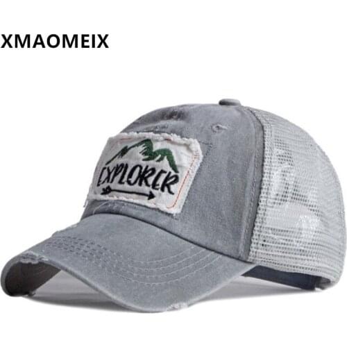 XMAOMEIX Summer Men Women Mesh Hollow Breathable Baseball Caps Snapback Cap Adjustable Size Couple Sports Cap Letter Tongue Cap
