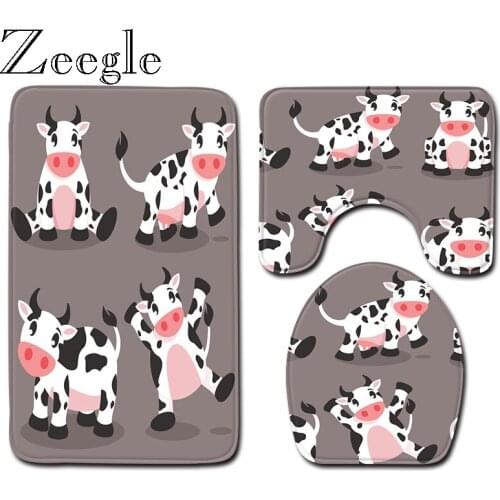Zeegle Bath Mat Set Anti Slip Bathroom Doormat Absorbent Shower Mat Toilet Pedestal Rug Foot Mat Washable Bath Carpet Toilet Set