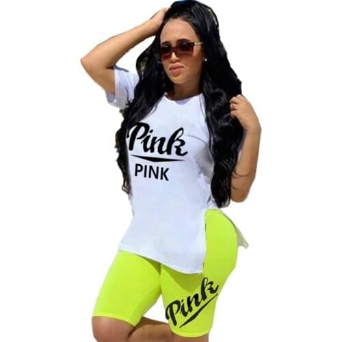 Womens Sets 2020 Summer Tracksuits Letter Print T-Shirts+Shorts Suit Two Piece Set Club Party Sportswear Street 2 Pcs Outfits