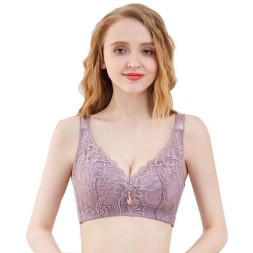 Womens Underwear Lace Lingerie Push Up Wireless Bra Plus Size 36-46 Breathable Bralette