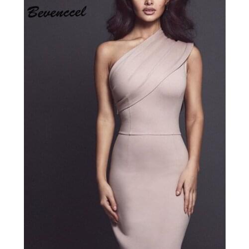 Bevenccel Bodycon Summer Dress 2020 New Arrival Sexy One Shoulder Ruffle Bandage Dress Vestidos Celebrity Evening Party Dress