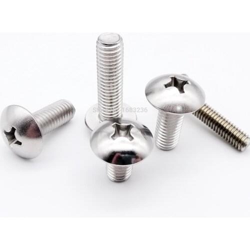 10/50pcs High Quality M2 M2.5 M3 M4 M5 M6 304 A2 stainless steel JISB1111T Phillips Truss Head Screw Large Flat Round Cross Bolt