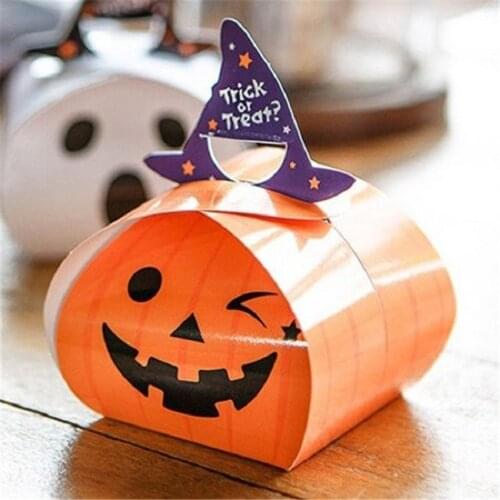 10PCS Ghost Pumpkin Paper Candy Box Bag Halloween Party Favor Gift Box Trick Treat Kids Gift Halloween Party Decoration Supplies