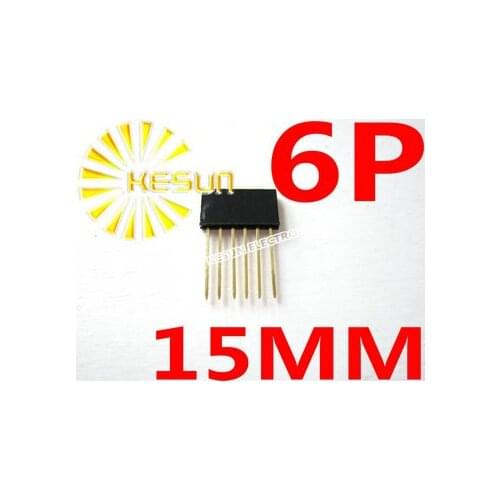 100PCS 2.54MM 6Pin 15MM Long Needle Female Pin Header Strip Stackable Header