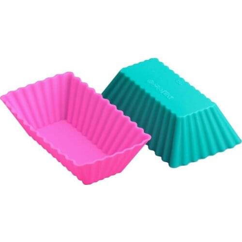 12pcs 8cm Mini Rectangle Shape Silicone Muffin Cupcake Mould Bakeware Maker Mold Tray Baking Cup Molds Kitchen Baking Tools H430