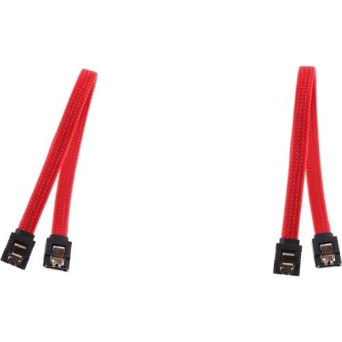 2 Pieces 25cm SATA 3 6Gbps High Quality Locking Red Serial ATA HDD SSD Data Cable