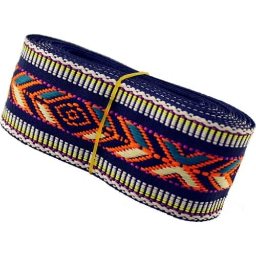 5yards width 4.5cm polyester / cotton mosaic webbing strap embroidery grosgrain ribbon for crafts ruban DIY belt sangle coton