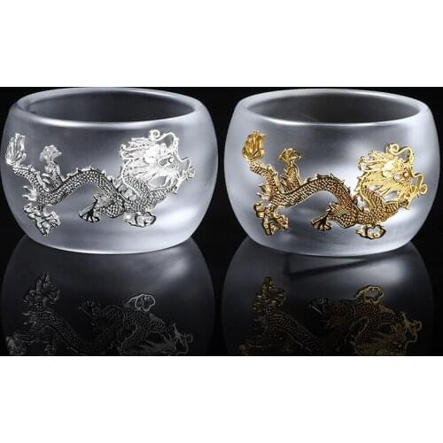 50ml Jade Porcelain Teacup Silver Gold Dragon Tea Bowl Creative Ink Cup Master Puer Cups Chinese Kung Fu Teaware Teacups Crafts