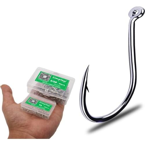 Simpleyi 50PCS/lot Size#1-6/0 Curved High Carbon Steel Circle Carp Barbed Fishing Hook Chemically Sharpened Black Nickel Color