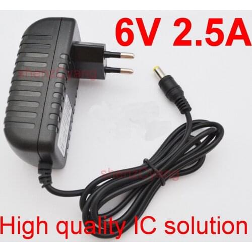 50PCS 6V2.5A High quality IC solutions DC 6V 2.5A Switch power supply,6V2500mA 15W LED power adapter,EU plug 5.5mm x 2.1-2.5mm