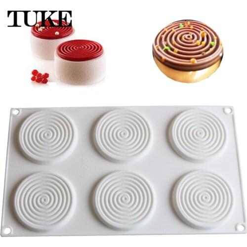 6-Cavity Mosquito Circles-shaped Silicone Mold Shallow Cylinder Cake Mold Silicone Classic Collection Mould Shapes