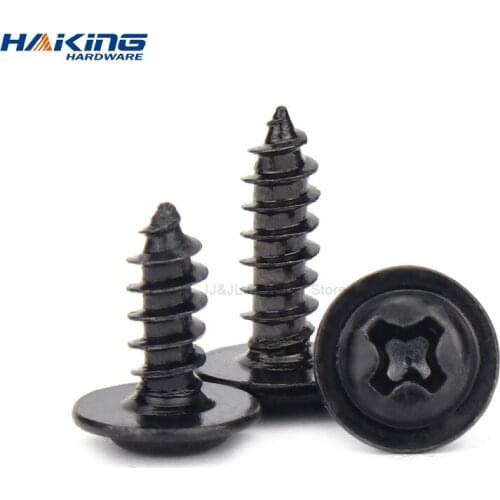 Hardware Black Screw PWA Cross Round Head With Cushion Self-tapping Screw Pan Head M1.4 M1.7 M2 M2.3 M2.6 M3 M3.5 M4