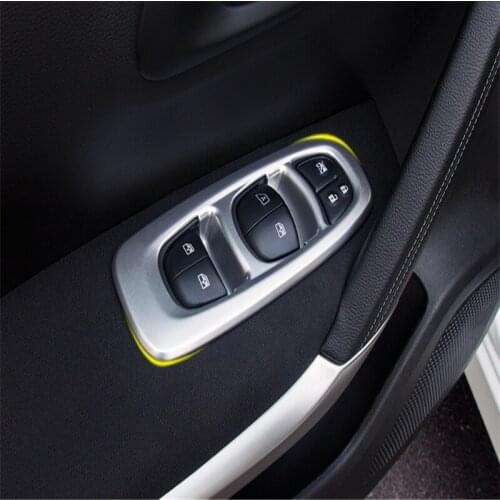 Car sticker For Renault Kadjar window rises cover 2016 2017 ABS chrome door window lifter switch button knob armrest regulator