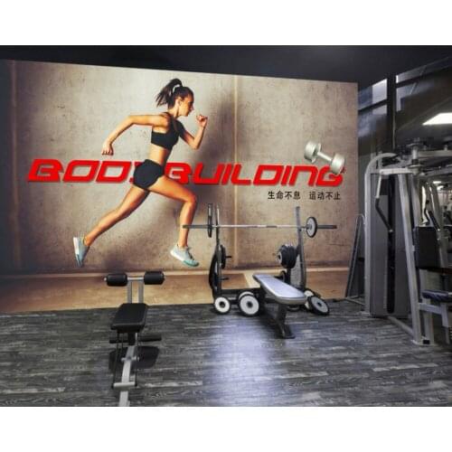 Free Shipping 3D Custom Photo Wallpaper Gym Beauty Sport Mural Creative Gym Mural Sports Equipment Shop Decoration Wallpaper