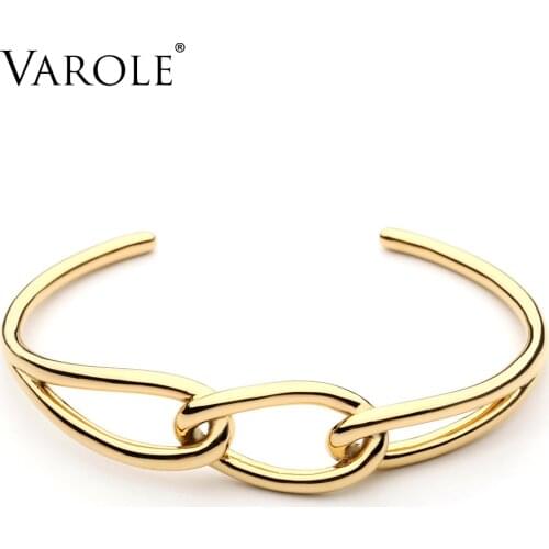 VAROLE Knot Cuff Bracelet Manchette Gold/Silver Color Bangle Bracelet For Women Bracelets Bangles Jewelry Wholesale Pulseiras