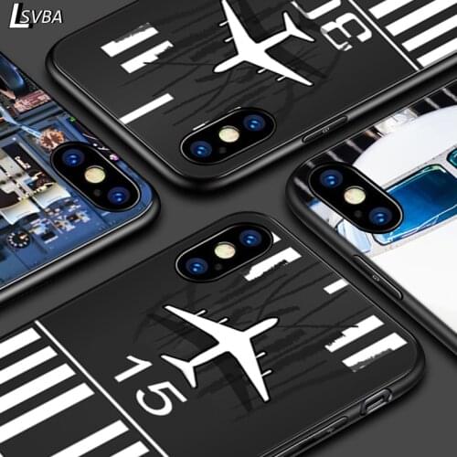 For iPhone 12 11 Pro Max mini Bright Black Case Airplane Pilot for iPhone Max XR X 8 7 6 Plus 5S SE Phone Case