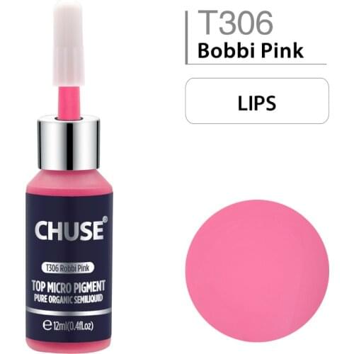 CHUSE Bobbi Pink T306 Permanent Makeup Ink Lips Tattoo Ink Set Microblading Pigment Professional 12ML 0.4oz