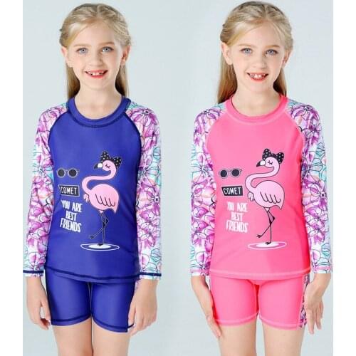 Baby Girl Kids Swimwear Girl Swimsuit Long Sleeve Bathing Suit Quick Dry Swimsuit Girls Swimwear Boxer Shorts Two Piece Swimsuit