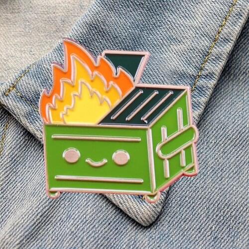 DZ750 Dumpster Fire Enamel Pin Brooch Backpack Collar Hat Badge Lapel Pin Women Men Jewelry Gifts