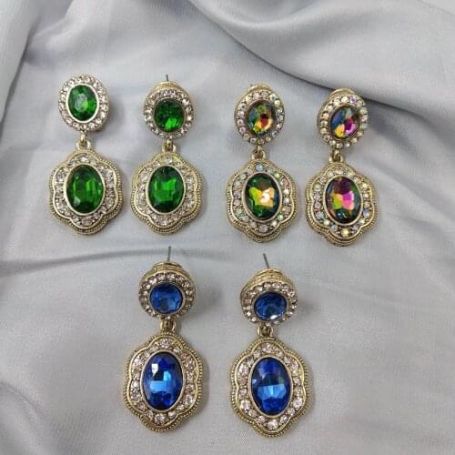 European and American models Jewelry Earrings Fashion Trendy Fashion Glass Stud Earrings Female D98