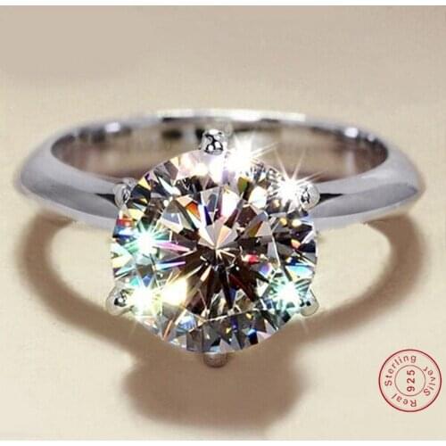 Original S925 Rings For Women Silver Wedding Ring Bridal Jewelry Round Stone Engagement Party Bijoux Femme Drop Shipping