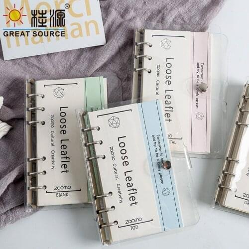 Korean Refillable Binder Journal Planner A6 Loose Leaf Notebook Transparent Cover Planner For School Supplies (1PC)