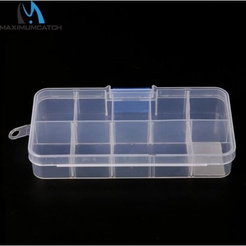 Maximumcatch Transparent Plastic Fly Fishing Box Adjusting 10 Compartments Fishing Lure Hook Box Fishing Tackle Box